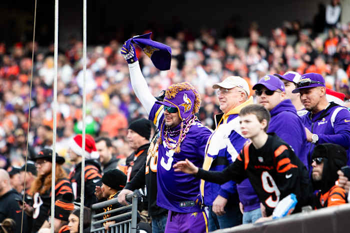 Vikings fans at the 2023 game in Cincinnati.
